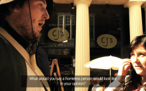 Young people from Porchlight interviewing passers-by on the streets of Canterbury